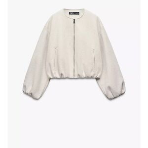 Zara Women's Soft Cream Bomber Jacket